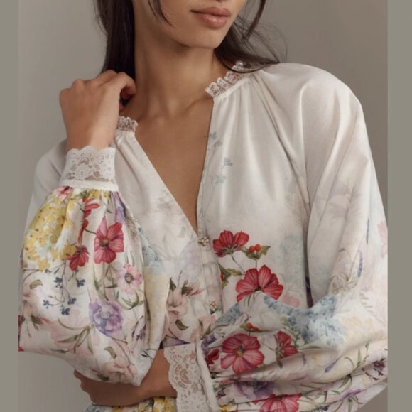 Brand New by Anthropologie Let Me Be Long-Sleeve V-Neck Floral A-Line Mi… - Picture 9 of 11